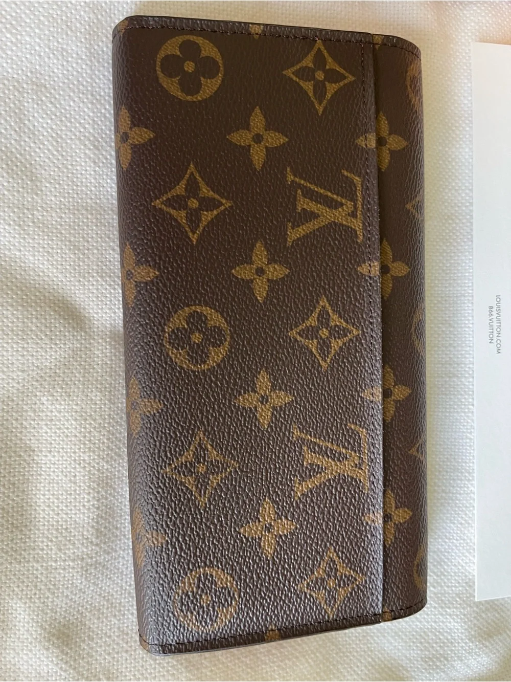 Louis Vuitton Brown Monogram Envelope Wallet with Gold Button